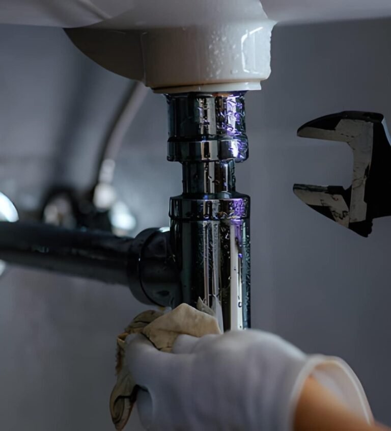 Plumber fixing sink drain