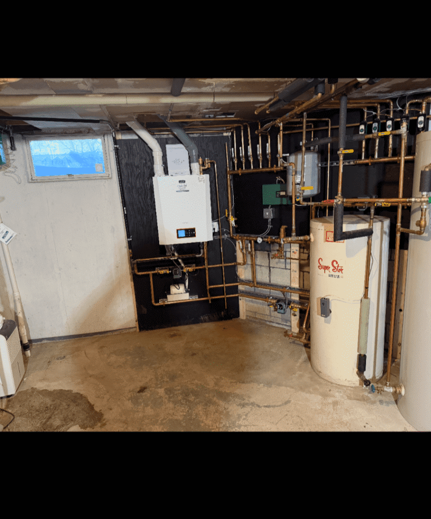 Basement boiler and water heater system