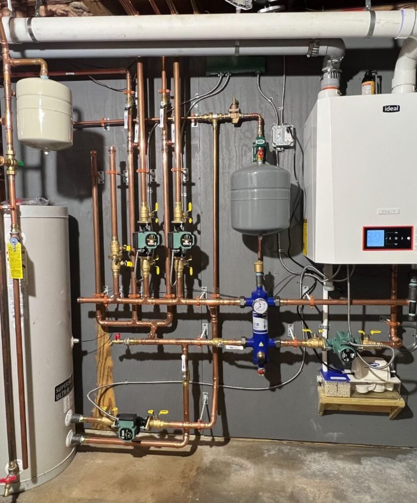 Modern boiler system with copper piping