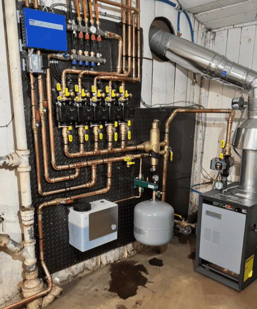 Advanced copper piping boiler system setup